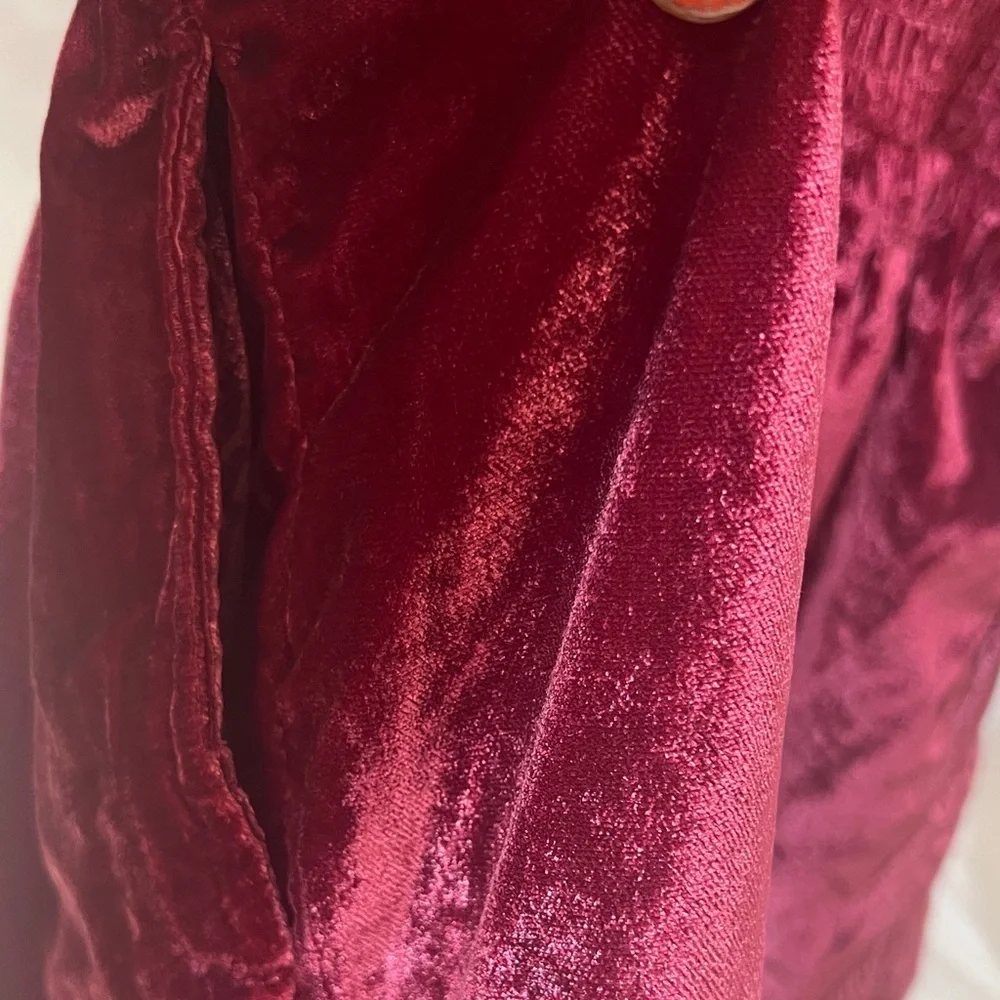 Free People Feel The Love Velvet Mini Dress S Red Smocked Boho Festival hoilday